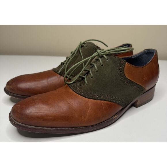 Cole Haan Williams Saddle Oxford Mens 10.5 Colorblock Brown Green Leather Shoe main image 6